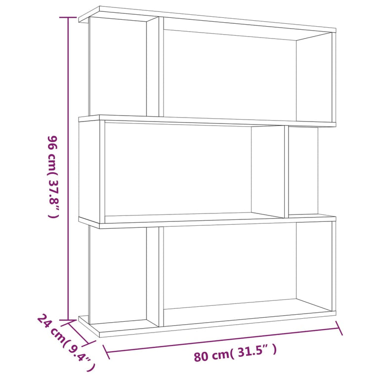 Boekenkast / kamerscherm 80x24x96 cm bewerkt hout gerookt eiken MeubelReus