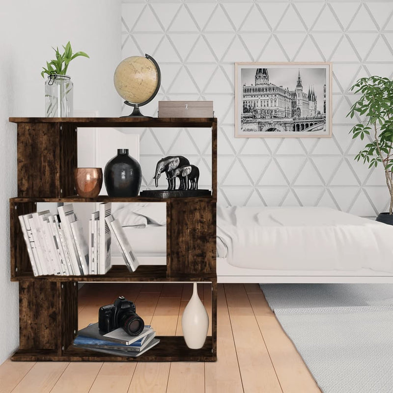 Boekenkast / kamerscherm 80x24x96 cm bewerkt hout gerookt eiken MeubelReus