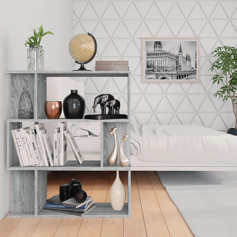 Boekenkast / kamerscherm 80x24x96 cm bewerkt hout grijs sonoma MeubelReus