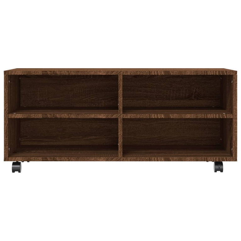 Tv-meubel met wieltjes 90x35x35 cm bewerkt hout bruin eikenkleur