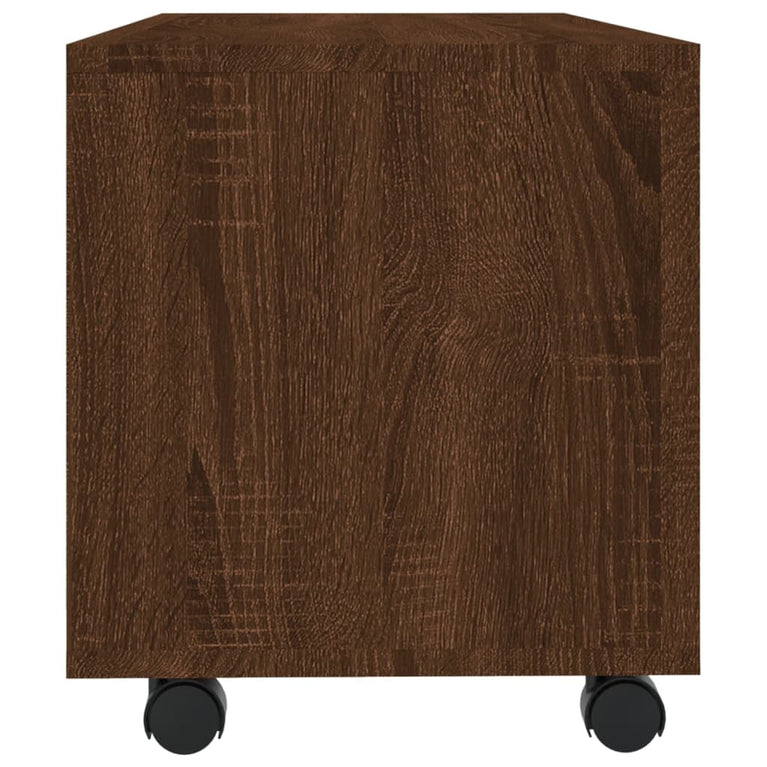 Tv-meubel met wieltjes 90x35x35 cm bewerkt hout bruin eikenkleur