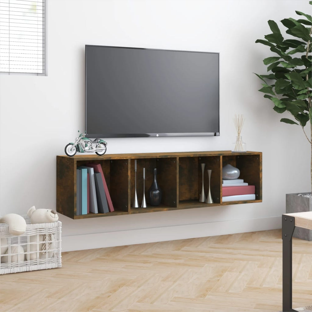 Boekenkast/tv-meubel 143x30x36 cm bewerkt hout gerookt eiken MeubelReus