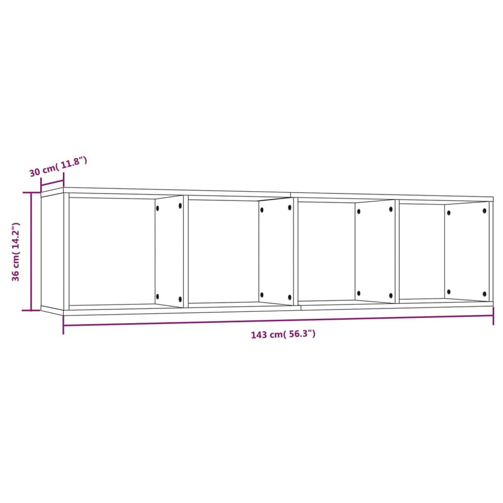 Boekenkast/tv-meubel 143x30x36 cm bewerkt hout gerookt eiken MeubelReus