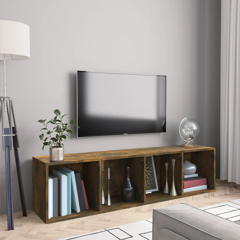 Boekenkast/tv-meubel 143x30x36 cm bewerkt hout gerookt eiken MeubelReus
