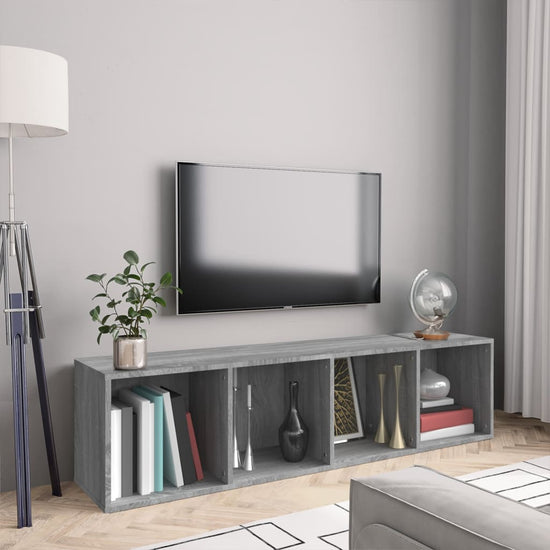 Boekenkast/tv-meubel 143x30x36 cm bewerkt hout grijs sonoma MeubelReus