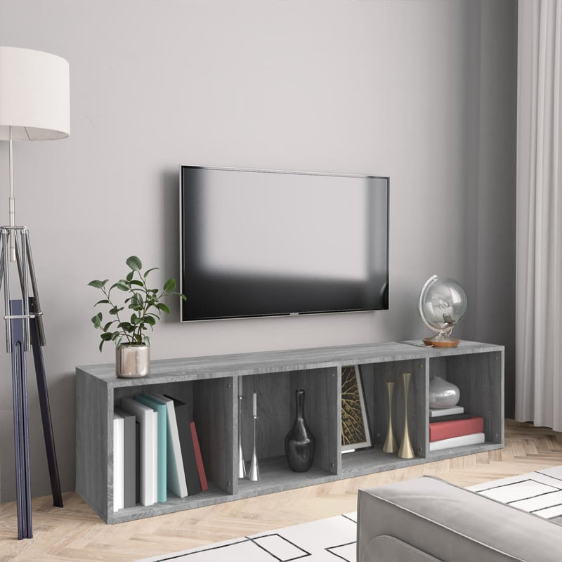 Boekenkast/tv-meubel 143x30x36 cm bewerkt hout grijs sonoma MeubelReus