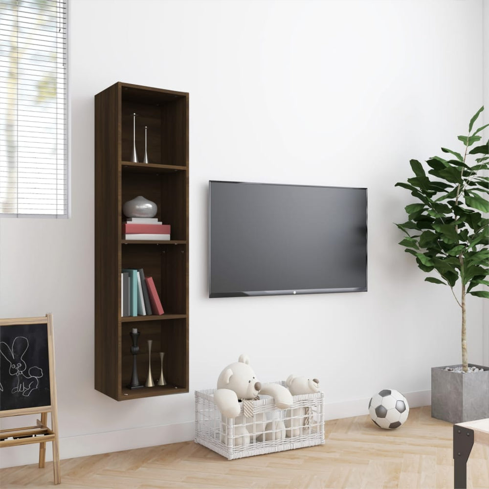 Boekenkast/tv-meubel 143x30x36 cm bewerkt hout bruineikenkleur MeubelReus