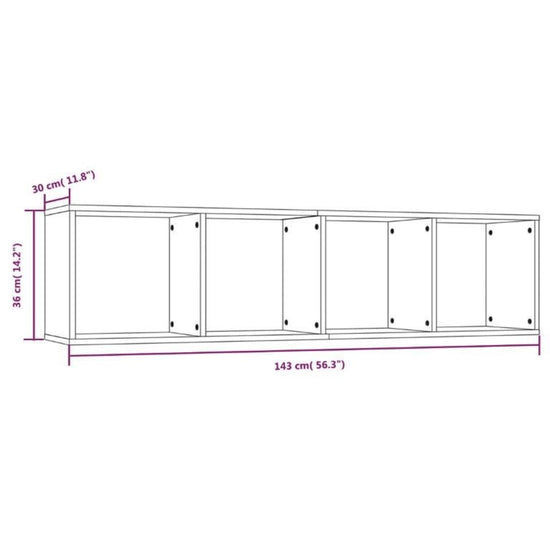 Boekenkast/tv-meubel 143x30x36 cm bewerkt hout bruineikenkleur MeubelReus