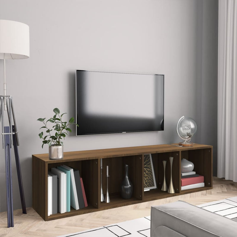 Boekenkast/tv-meubel 143x30x36 cm bewerkt hout bruineikenkleur MeubelReus