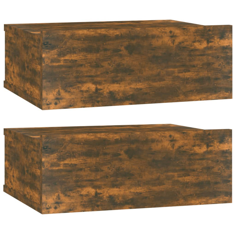 Nachtkastjes 2 st zwevend 40x30x15cm bewerkt hout gerookt eiken MeubelReus
