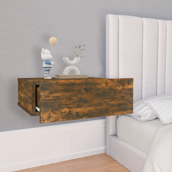 Nachtkastjes 2 st zwevend 40x30x15cm bewerkt hout gerookt eiken MeubelReus