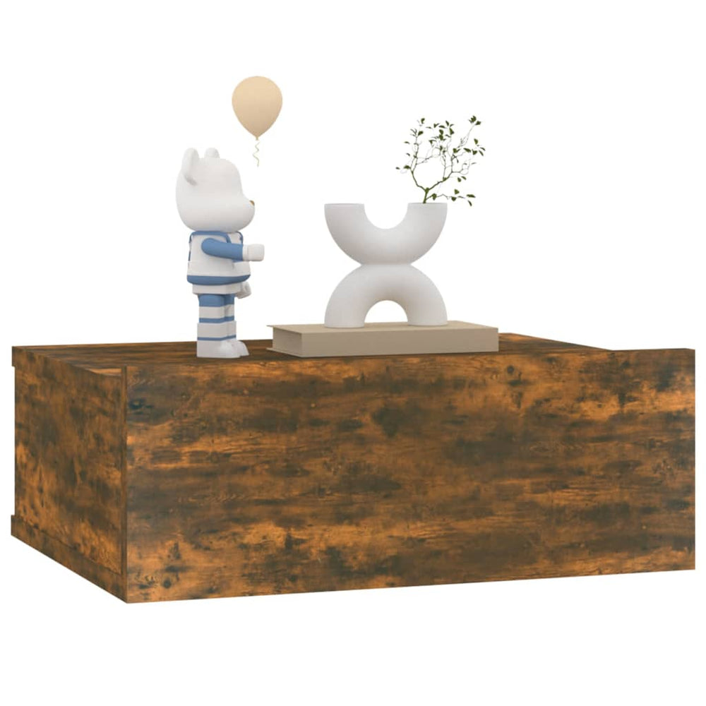 Nachtkastjes 2 st zwevend 40x30x15cm bewerkt hout gerookt eiken MeubelReus