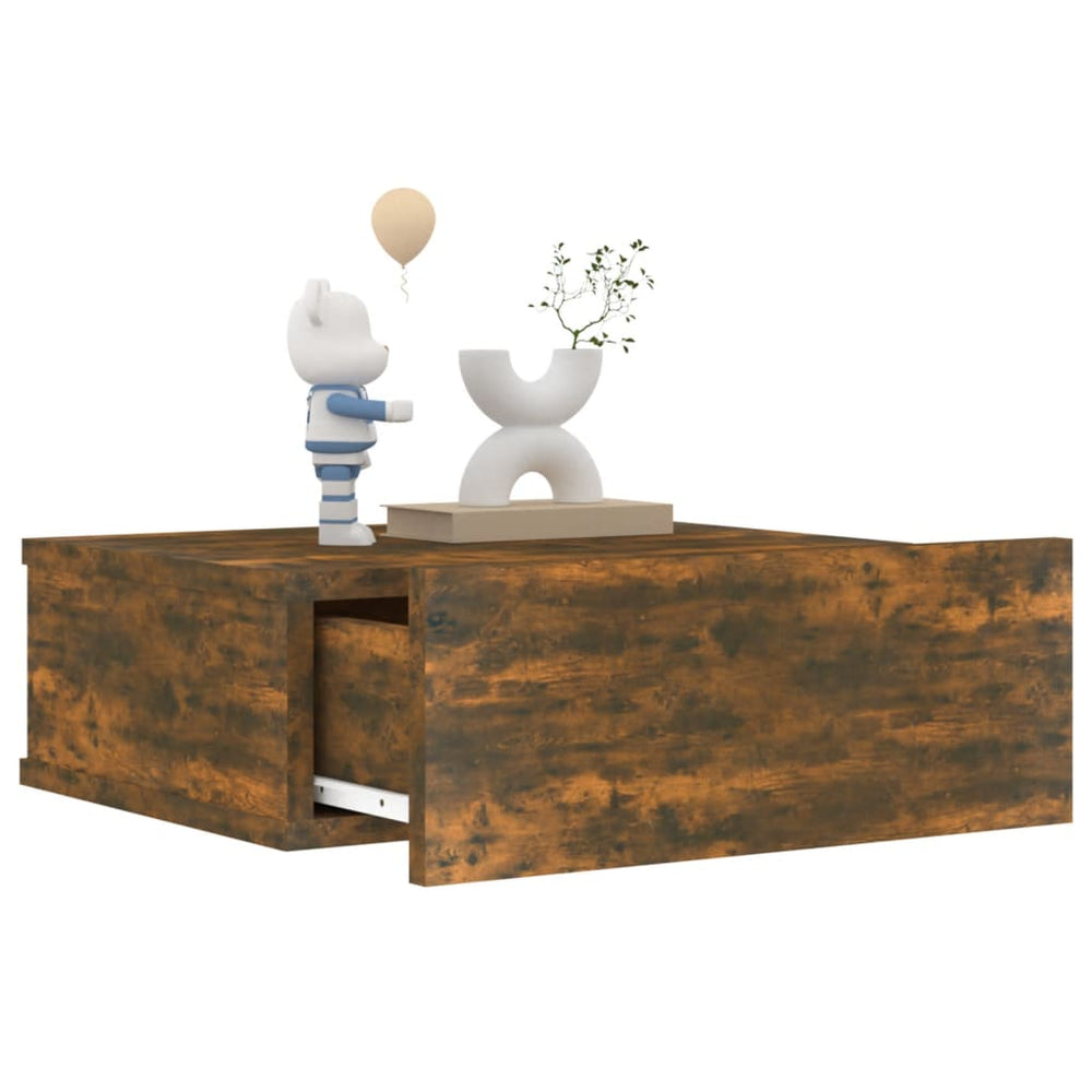 Nachtkastjes 2 st zwevend 40x30x15cm bewerkt hout gerookt eiken MeubelReus