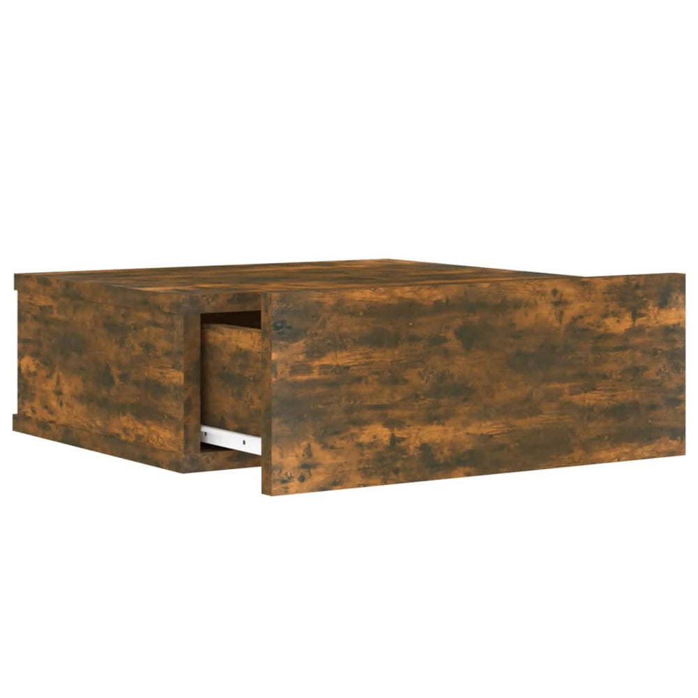 Nachtkastjes 2 st zwevend 40x30x15cm bewerkt hout gerookt eiken MeubelReus