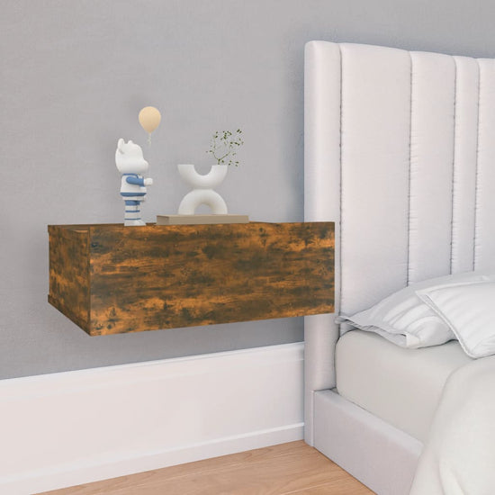 Nachtkastjes 2 st zwevend 40x30x15cm bewerkt hout gerookt eiken MeubelReus