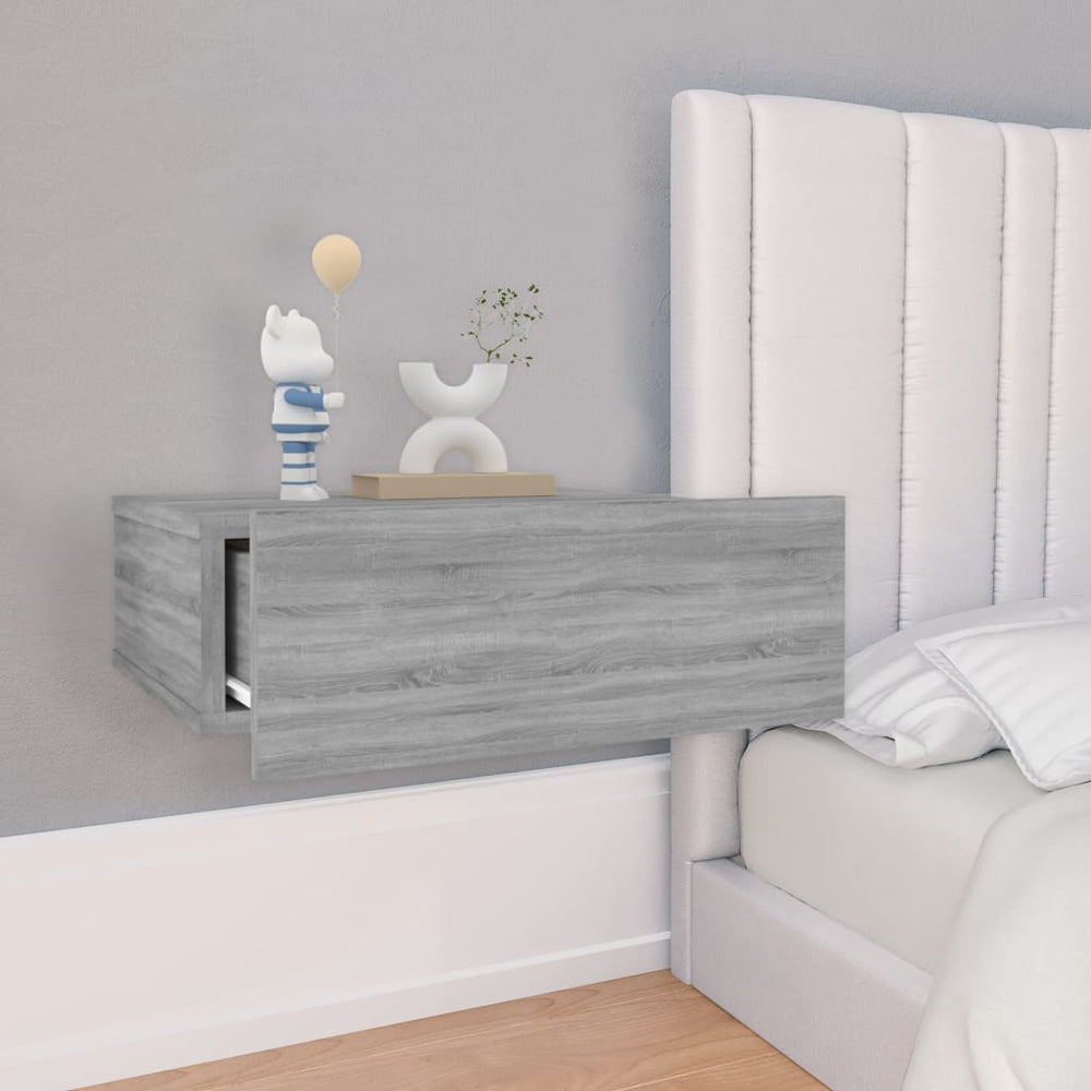 Nachtkastjes 2 st zwevend 40x30x15 cm bewerkt hout grijs sonoma MeubelReus