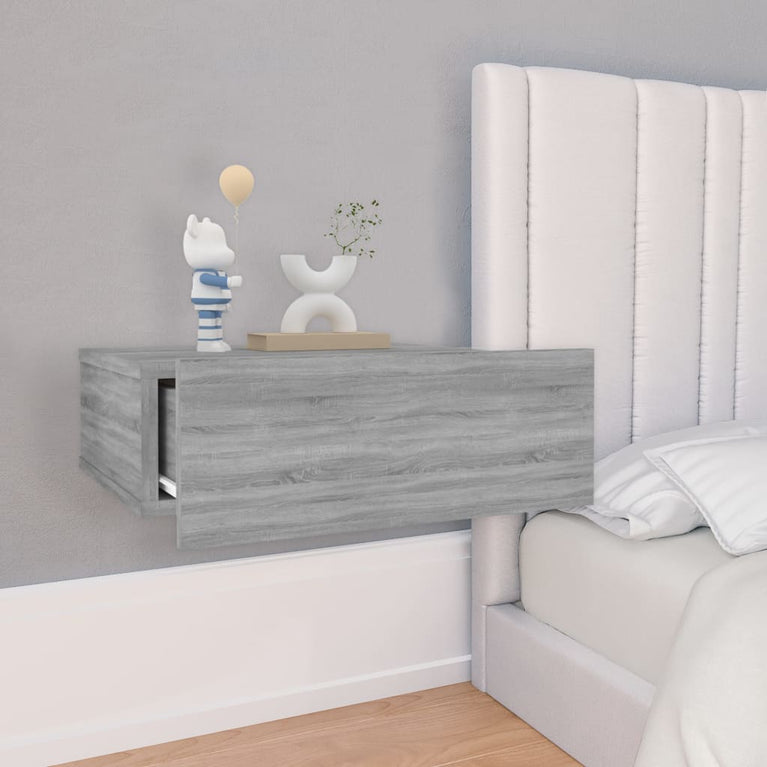 Nachtkastjes 2 st zwevend 40x30x15 cm bewerkt hout grijs sonoma MeubelReus