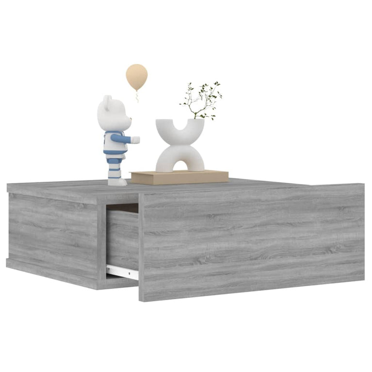 Nachtkastjes 2 st zwevend 40x30x15 cm bewerkt hout grijs sonoma MeubelReus