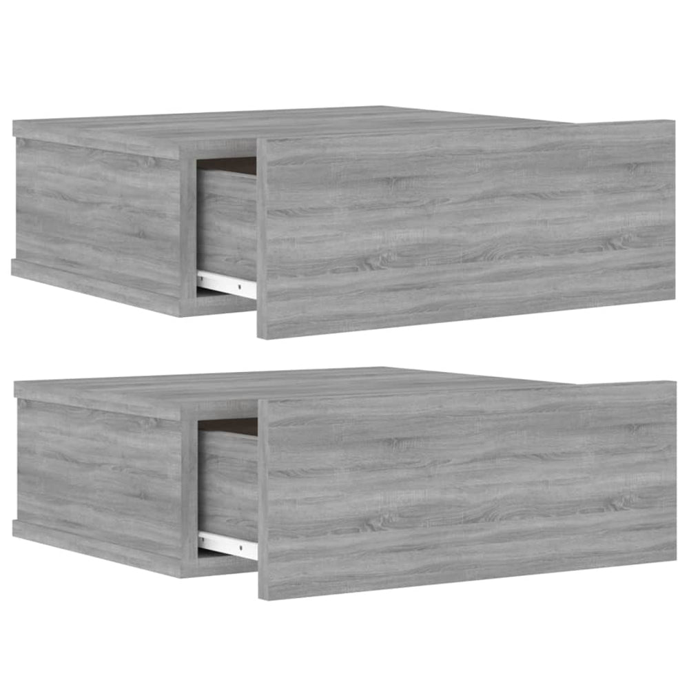 Nachtkastjes 2 st zwevend 40x30x15 cm bewerkt hout grijs sonoma MeubelReus