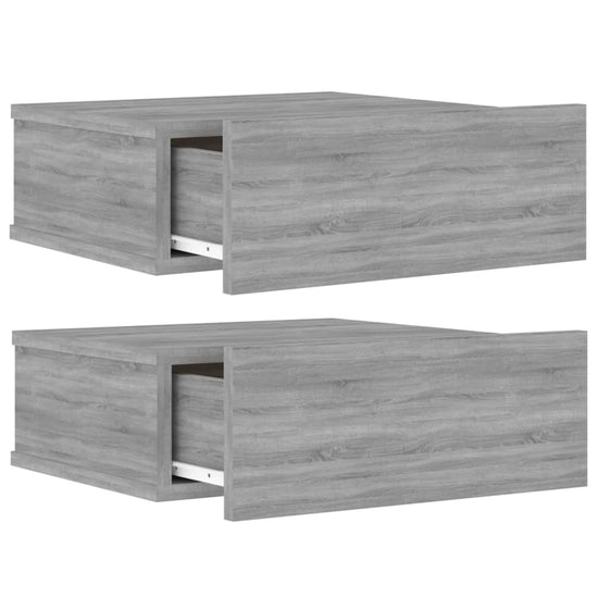 Nachtkastjes 2 st zwevend 40x30x15 cm bewerkt hout grijs sonoma MeubelReus