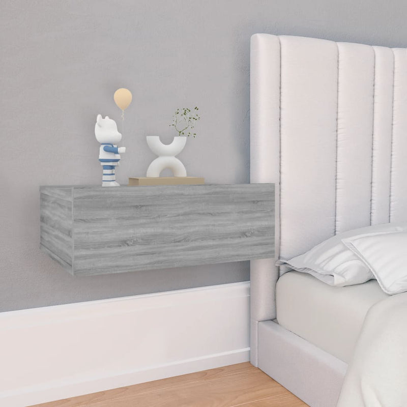 Nachtkastjes 2 st zwevend 40x30x15 cm bewerkt hout grijs sonoma MeubelReus