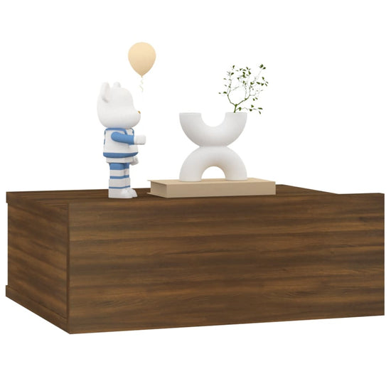 Nachtkastje zwevend 40x30x15 cm bewerkt hout bruin eikenkleur MeubelReus