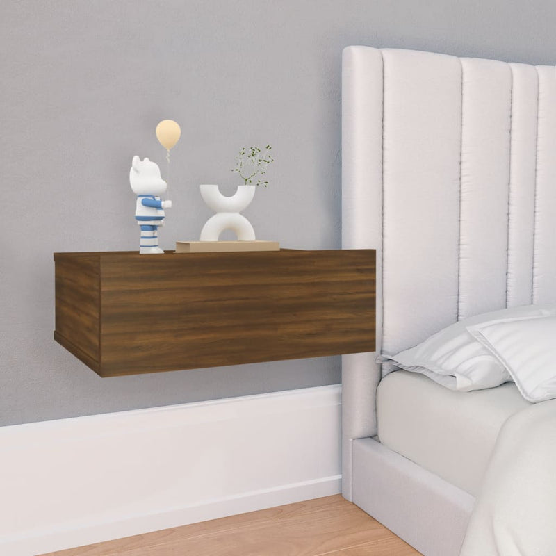 Nachtkastjes 2 st zwevend 40x30x15 cm bewerkt hout bruineiken MeubelReus