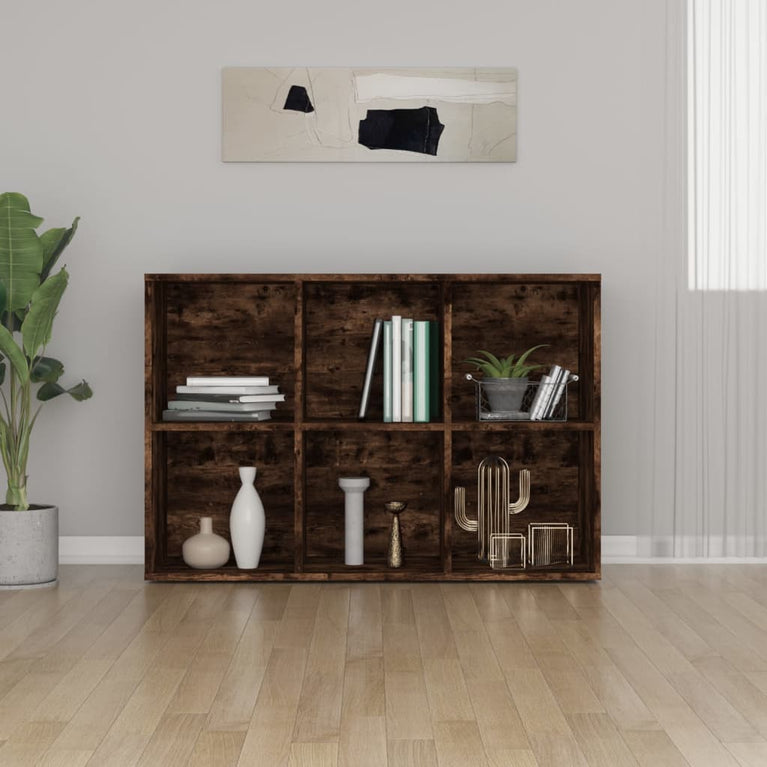 Boekenkast/dressoir 66x30x98 cm bewerkt hout gerookt eikenkleur MeubelReus