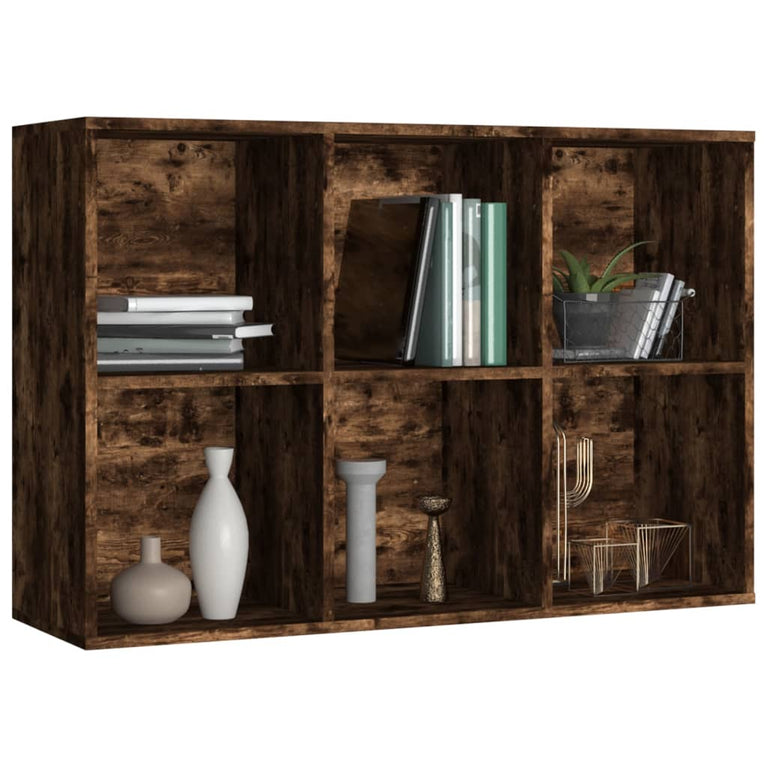 Boekenkast/dressoir 66x30x98 cm bewerkt hout gerookt eikenkleur MeubelReus