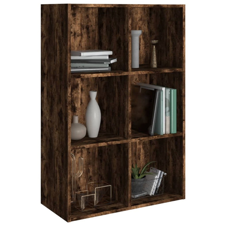 Boekenkast/dressoir 66x30x98 cm bewerkt hout gerookt eikenkleur MeubelReus
