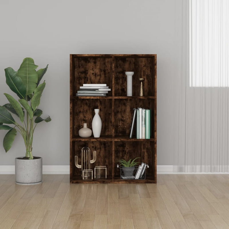 Boekenkast/dressoir 66x30x98 cm bewerkt hout gerookt eikenkleur MeubelReus