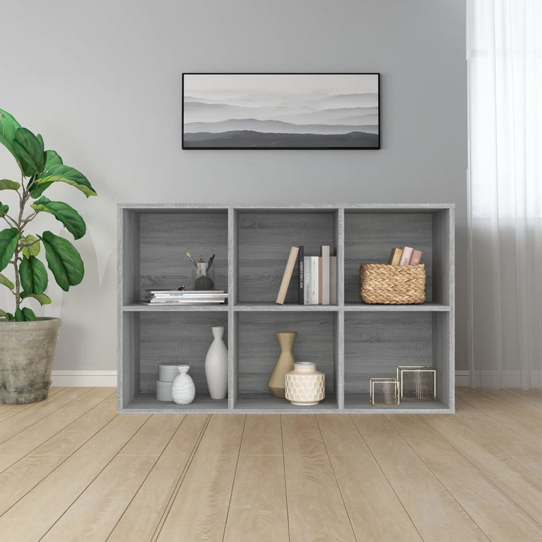 Boekenkast/dressoir 66x30x98 cm bewerkt hout grijs sonoma eiken MeubelReus