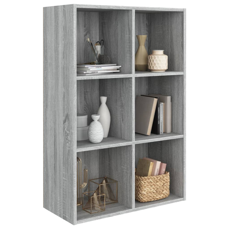 Boekenkast/dressoir 66x30x98 cm bewerkt hout grijs sonoma eiken MeubelReus