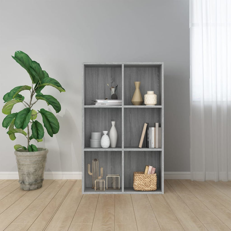 Boekenkast/dressoir 66x30x98 cm bewerkt hout grijs sonoma eiken MeubelReus