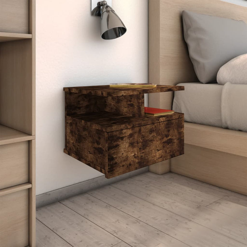 Nachtkastjes 2 st zwevend 40x31x27 cm hout gerookt eikenkleurig MeubelReus