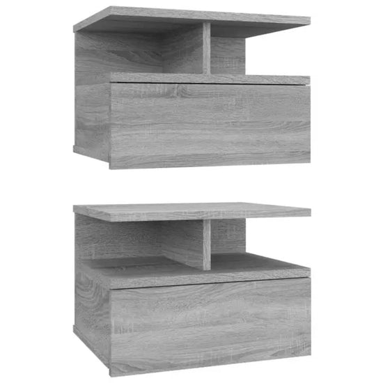 Nachtkastjes 2 st zwevend 40x31x27 cm bewerkt hout grijs sonoma MeubelReus