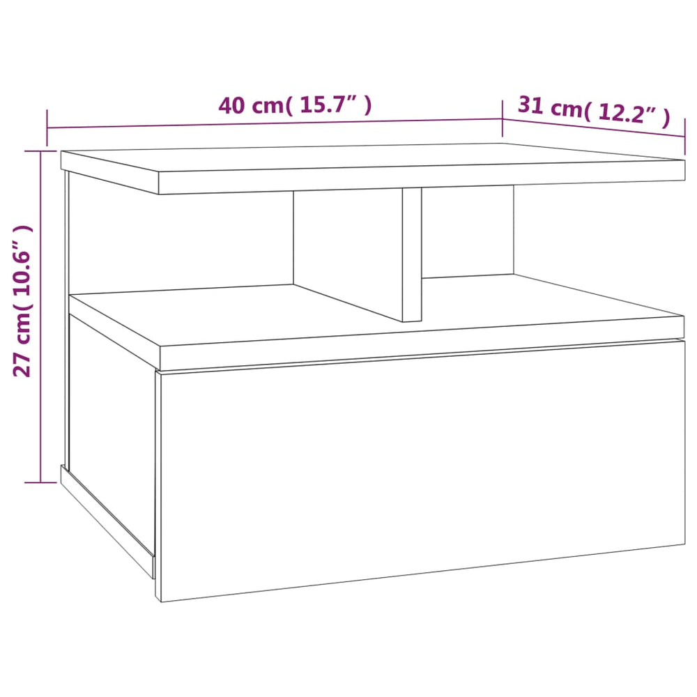 Nachtkastjes 2 st zwevend 40x31x27 cm bewerkt hout grijs sonoma MeubelReus