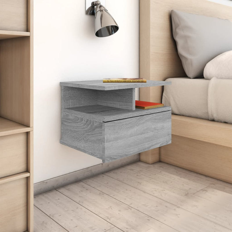 Nachtkastjes 2 st zwevend 40x31x27 cm bewerkt hout grijs sonoma MeubelReus