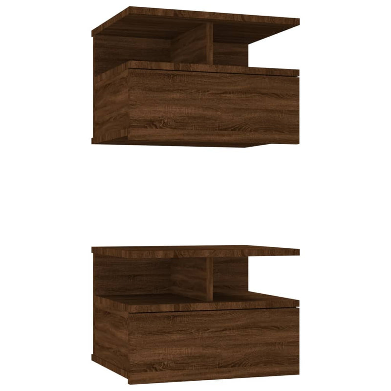 Nachtkastjes 2 st zwevend 40x31x27 cm bewerkt hout bruineiken MeubelReus