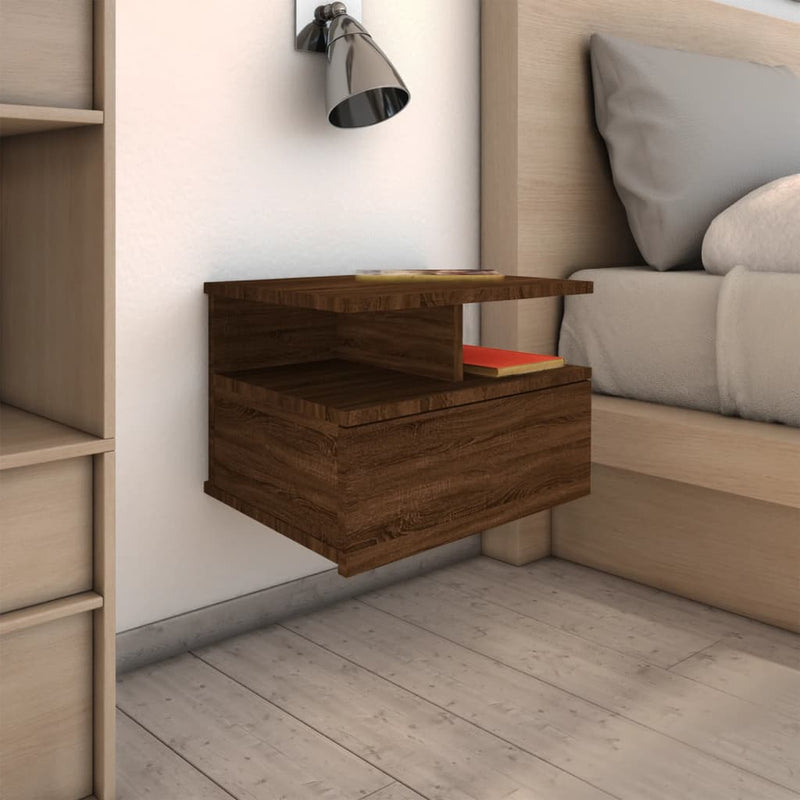 Nachtkastjes 2 st zwevend 40x31x27 cm bewerkt hout bruineiken MeubelReus