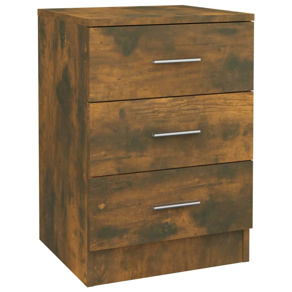 Nachtkastje 38x35x56 cm bewerkt hout gerookt eikenkleurig MeubelReus