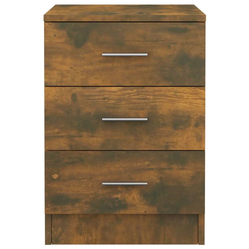 Nachtkastje 38x35x56 cm bewerkt hout gerookt eikenkleurig MeubelReus