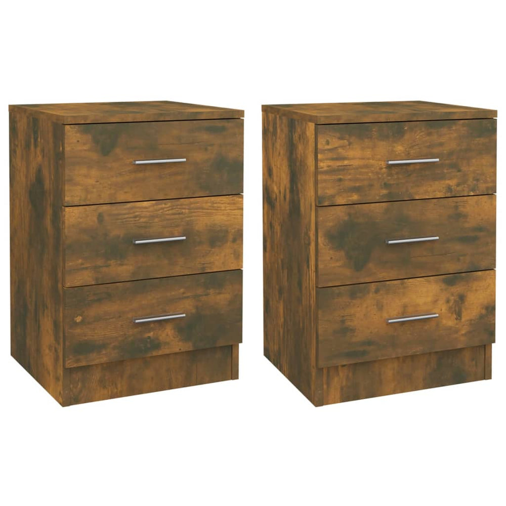 Nachtkastjes 2 st 38x35x56 cm bewerkt hout gerookt eikenkleurig MeubelReus