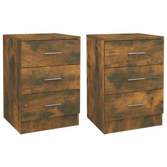 Nachtkastjes 2 st 38x35x56 cm bewerkt hout gerookt eikenkleurig MeubelReus