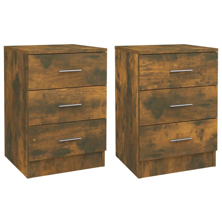 Nachtkastjes 2 st 38x35x56 cm bewerkt hout gerookt eikenkleurig MeubelReus