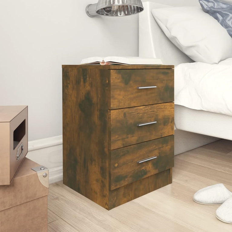 Nachtkastjes 2 st 38x35x56 cm bewerkt hout gerookt eikenkleurig MeubelReus