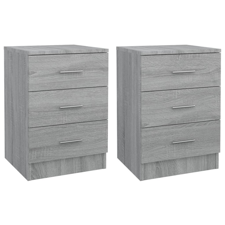 Nachtkastjes 2 st 38x35x56 cm bewerkt hout grijs sonoma eiken MeubelReus
