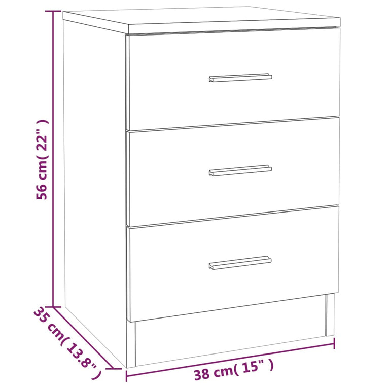 Nachtkastjes 2 st 38x35x56 cm bewerkt hout bruineikenkleurig MeubelReus