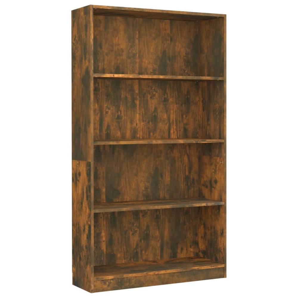 Boekenkast 4-laags 80x24x142 cm bewerkt hout gerookt eikenkleur MeubelReus