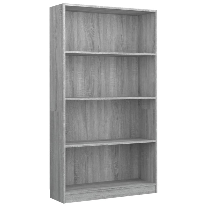 Boekenkast met 4 schappen 80x24x142 cm bewerkt hout grijs MeubelReus